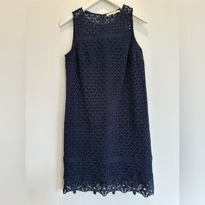 Ann Taylor Loft Elegant Navy Blue Lace Dress Size 2